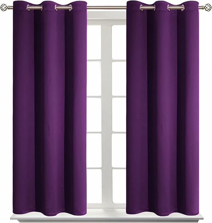 BGment Blackout Curtains - Grommet Thermal Insulated Room Darkening Bedroom and Living Room Curtain, Set of 2 Panels (38 x 45 Inch, Purple)