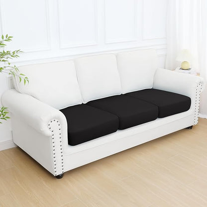Smiry Printed Couch Cushion Covers, Stretch Soft Couch Covers for Sofa, Washable Non-Slip Sofa Slipcover Furniture Protector for Indoor and Outdoor (3 Pack, Black)