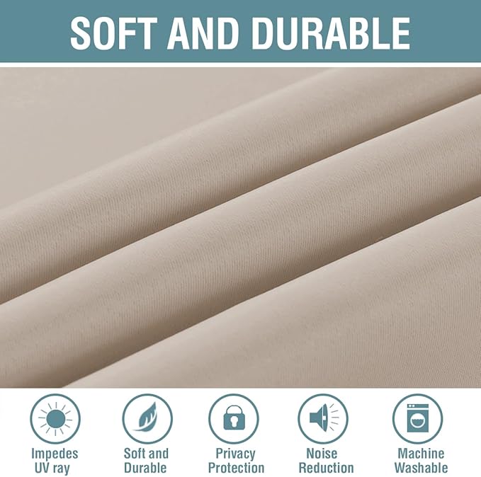 H.VERSAILTEX Blackout Curtain for Living Room Thermal Insulated Window Treatment Curtain 54 inch Length Energy Saving Solid Grommet Top Blackout Drape, One Panel, Fog, 52" W x 54" L
