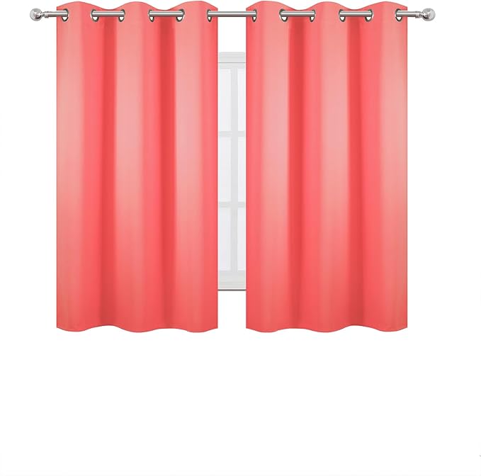 LEMOMO Coral Blackout Curtains 42 x 54 Inch Length Set of 2 Panels Grommet Bedroom Curtains for Living Room