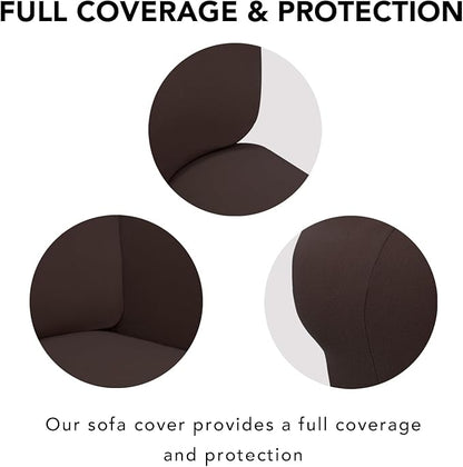 PureFit Super Stretch Sofa Slipcover – Spandex Non Slip Soft Couch Sofa Cover, Washable Furniture Protector with Non Skid Foam and Elastic Bottom for Kids, Pets (Oversized, Chocolate)