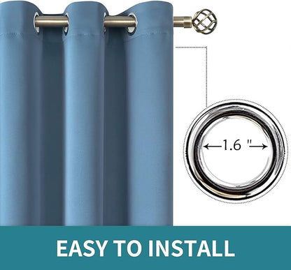 BGment Blackout Curtains for Bedroom - Grommet Thermal Insulated Room Darkening Curtains for Living Room, Set of 2 Panels (38 x 63 Inch, Faded Denim)