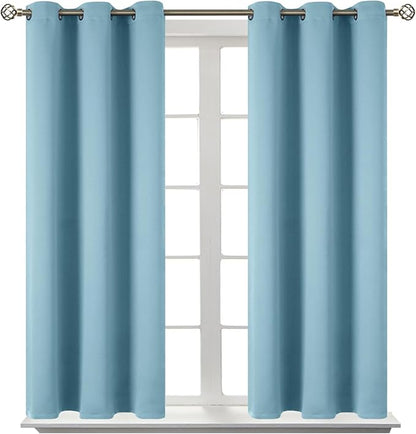 BGment Room Darkening Curtains 45 Inches Long - Grommet Thermal Insulated Drapes Window Treatment Curtains for Bedroom, 2 Panels, 38 x 45 Inch, Greyish Blue