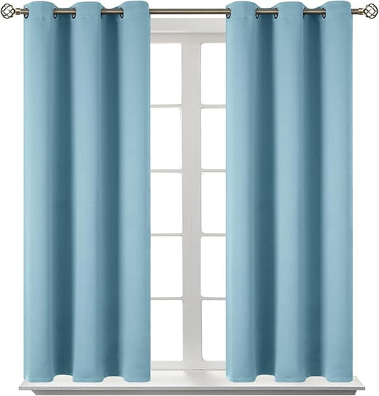 BGment Room Darkening Curtains 54 Inches Long - Grommet Thermal Insulated Drapes Window Treatment Curtains for Bedroom, 2 Panels, 38 x 54 Inch, Greyish Blue