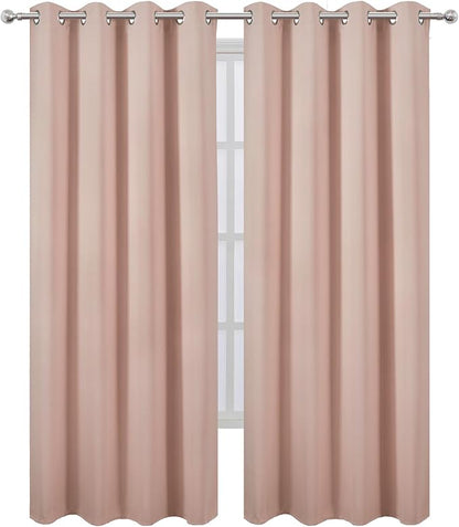 LEMOMO Blackout Curtains 52 x 108 inch/Blush Curtains Set of 2 Panels/Thermal Insulated Room Darkening Bedroom Curtains