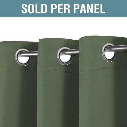 H.VERSAILTEX Blackout Curtain for Living Room Thermal Insulated Window Treatment Curtain Extra Long 96 inch Length Energy Saving Solid Grommet Top Blackout Drape, One Panel, Bronze Green, 52"W x 96"L