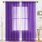 SpaceDresser Sheer Voile Window Treatment Rod Pocket Curtain Panels for Kitchen Bedroom Living Room Drapes Sunlight Filtering Privacy Semi Home Decor Assorted (Purple, 52 W x 90 L)