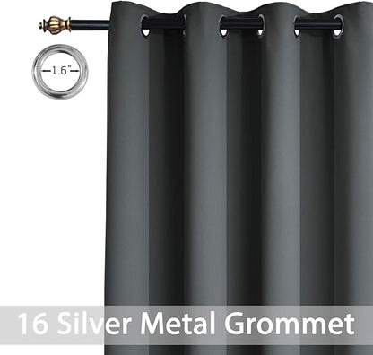 Yakamok Extra Wide Blackout Curtain for Sliding Glass Door, Grommet Thermal Insulated Room Divider Curtain 100W x 84L inch, Room Darkening Patio Curtain,8.3ft Wide x 7ft Tall, 1 Panel,Dark Grey