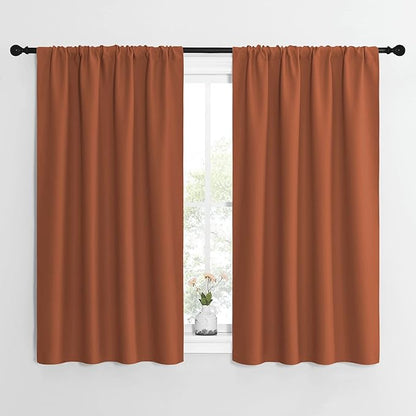 NICETOWN Blackout Curtains and Drapes - Thermal Insulated Solid Rod Pocket Blackout Draperies/Panels (Burnt Orange, 1 Pair, 42 by 54 inches)