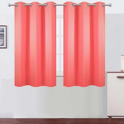 LEMOMO Coral Blackout Curtains 42 x 54 Inch Length Set of 2 Panels Grommet Bedroom Curtains for Living Room