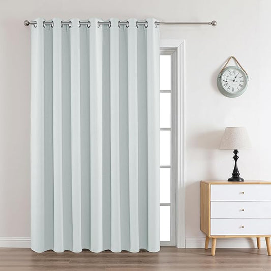 Joydeco White Curtains 108 Inches Long 1 Panel, Thermal Insulated Long Curtains& Drapes 1 Piece, Room Darkening Grommet Drapes for Living Room Bedroom Window (W70 x L108 Inch, Greyish White)
