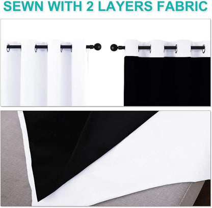 NICETOWN White 100% Blackout Curtains for Windows, Pack of 2, 46" W x 102" L, Super Heavy-Duty Black Lined Total Darkness Drapes for Bedroom, Privacy Assured Window Treatment for Patio