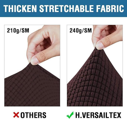 H.VERSAILTEX 4 Piece Stretch Sofa Covers for 3 Cushion Couch Covers for Living Room Furniture Slipcovers (Base Cover Plus 3 Seat Cushion Covers) Thicker Jacquard Fabric (Large Sofa, Chocolate)