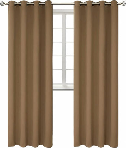 BGment Blackout Curtains for Bedroom - Grommet Thermal Insulated Room Darkening Curtains for Living Room, Set of 2 Panels (52 x 95 Inch, Taupe)