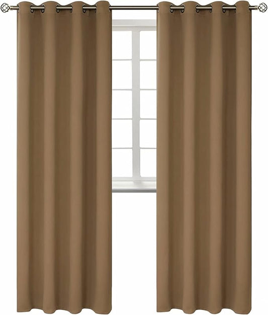 BGment Blackout Curtains for Bedroom - Grommet Thermal Insulated Room Darkening Curtains for Living Room, Set of 2 Panels (52 x 95 Inch, Taupe)
