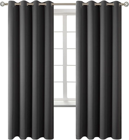 BGment Blackout Curtains for Bedroom - Grommet Thermal Insulated Room Darkening Curtains for Living Room, Set of 2 Panels (52 x 72 Inch, Dark Grey)