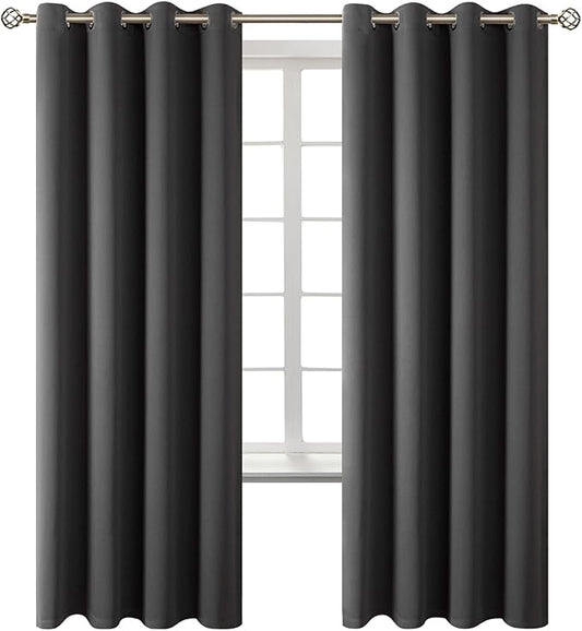 BGment Blackout Curtains for Bedroom - Grommet Thermal Insulated Room Darkening Curtains for Living Room, Set of 2 Panels (52 x 72 Inch, Dark Grey)