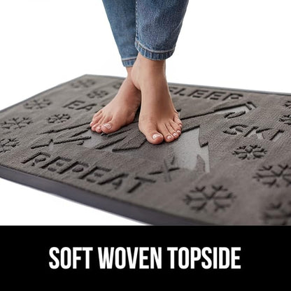 GORILLA GRIP 100% Waterproof All-Season WeatherMAX Doormat, US Designed Natural Rubber, Stain and Fade Resistant, Low Profile Indoor Outdoor Door Mats, Easy Clean Patio Mat, 29x17, Graphite Skiing