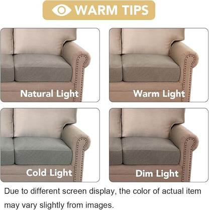 H.VERSAILTEX Super Stretch Individual Seat Sofa Covers Couch Slipcover Sets Thick Jacquard Textured Twill Fabric (2 Piece Large Sofa Cushion Covers, Taupe)