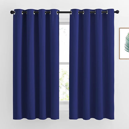 NICETOWN Blackout Window Curtains and Drapes - Thermal Insulated Solid Grommet Top Blackout Panels/Draperies for Kid's Room (Navy Blue， 1 Pair， 52 x 63 Inch)