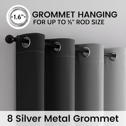 SimpleHome Ombre 100% Blackout Curtains for Bedroom, Full Light Blocking Black and Greyish White Curtains, Thermal Insulated Grommet Window Drapes for Living Room,2 Panels, 52x72 inches Length