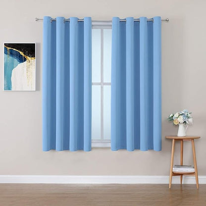 ChrisDowa Grommet Room Darkening Curtains for Bedroom and Living Room - 2 Panels Set Thermal Insulated Blackout Curtains (Sky Blue, 52W x 54L)
