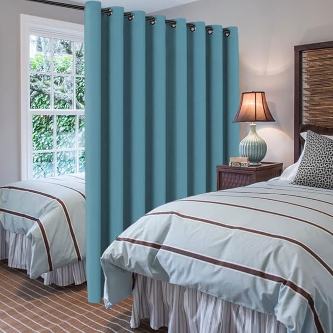 H.VERSAILTEX Blackout Patio Curtains 100 x 84 Inches for Sliding Door Extral Wide Blackout Curtain Panels Thermal Insulated Room Divider - Grommet Top, 7' Tall by 8.5' Wide - Storm Blue
