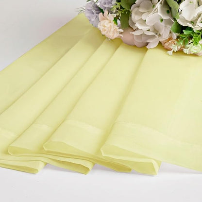 Chyhomenyc Sheer Valances for Windows - Light Filtering Small Window Curtains for Living Room Bathroom Cafe Laundry Basement, Modern Dual Rod Pocket Voile Curtain, 42Wx14L inches, Light Yellow, 2 PCS