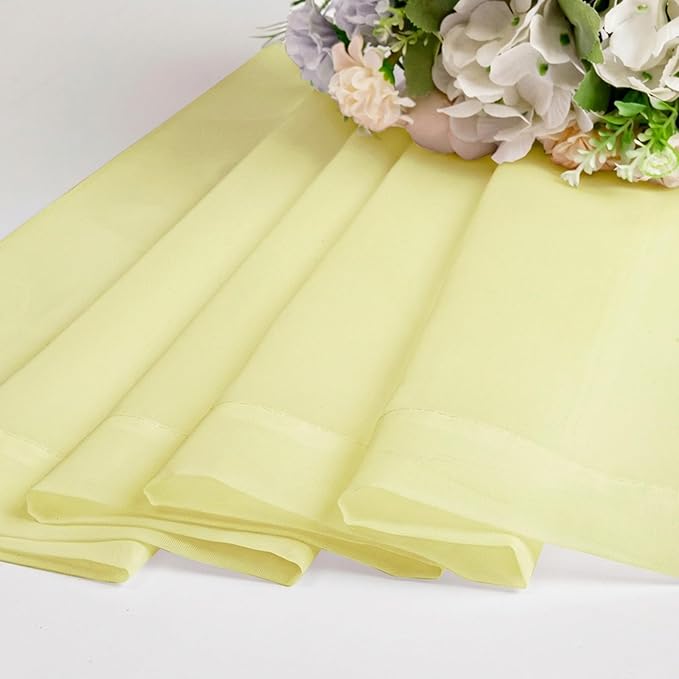 Chyhomenyc Sheer Curtains 45 Inch Long 2 Panels - Light Filtering Short Soft Airy Short Cafe Curtains, Modern Rod Pocket for Dinning Living Room Bedroom, 42Wx45L Inches, Light Yellow