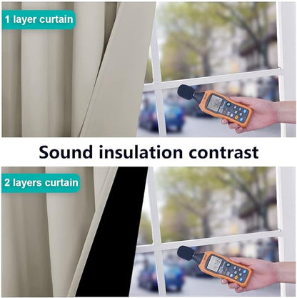 NICETOWN 100% Blackout Curtains 54 inches Long, Double-Deck Completely Blackout Window Treatment Thermal Insulated Lined Drapes for Small Window (Natural, 1 Pair, 52 inches Width Each Panel)