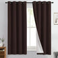 Yakamok 100% Blackout Curtain Panels 63 inches Cold and Light Blocking Drapes for Nursery, 2 Thick Layers Thermal Insulated Draperies (2 Pieces, 50 Wide Each Panel, Brown/White Backing)