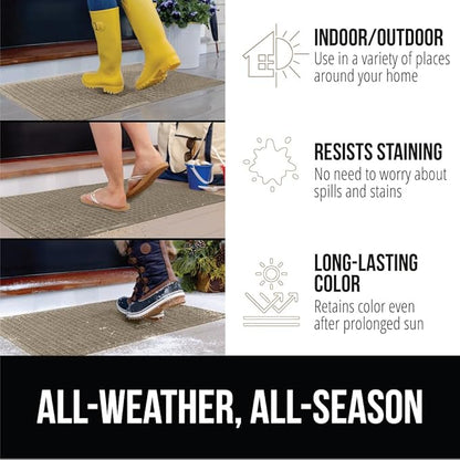 GORILLA GRIP® Ultra Absorbent Front Door Mat Outside Entrance, 47x35, Traps Dirt and Moisture, HydroABSORB Indoor Outdoor Doormat Holds Up to 6 Cups Water, Stain and Fade Resistant Welcome Mat, Beige