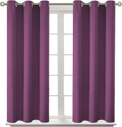 BGment Room Darkening Curtains 45 Inches Long - Grommet Thermal Insulated Drapes Window Treatment Curtains for Bedroom, 2 Panels, 38 x 45 Inch, Eggplant Purple