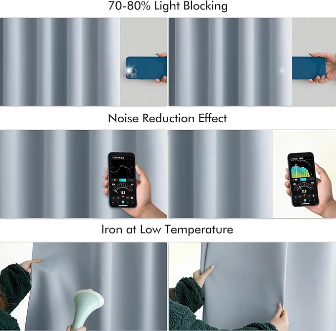 MIULEE Light Blue Back Tab Blackout Curtains 120 Inch Long 2 Panels Set for Bedroom, Rod Pocket/Pinch Pleated Extra Long Thermal Insulated Living Room Darkening Light Blocking 10FT Drapes