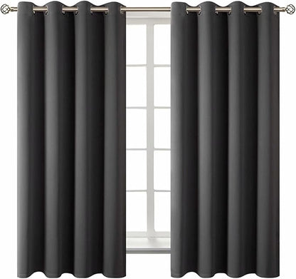 BGment Blackout Curtains - Grommet Thermal Insulated Room Darkening Bedroom and Living Room Curtain, Set of 2 Panels (52 x 63 Inch, Dark Grey)