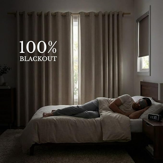 NICETOWN 100% Blackout Curtains 95 inches Length for Dining Room, 2 Panels Set, 52" Wide, Farmhouse Style Room Warming Window Draperies with Thermal Insulated Liners for Winter