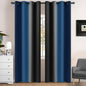Yakamok Blackout Ombre Dark Blue and Black Curtains for Bedroom, Gradient Room Darkening Curtains, Grommet Thermal Insulated Light Blocking Window Drapes/Curtain for Living Room,52 x 84 Inch,2 Panels