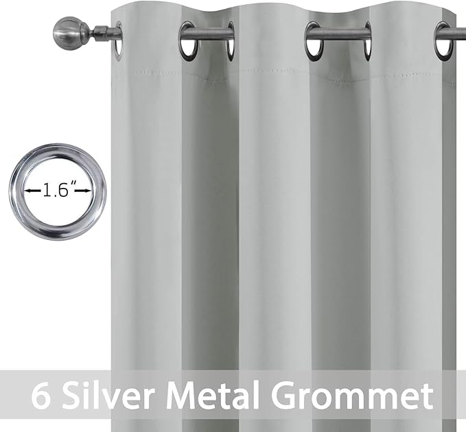 Yakamok Blackout Curtains Room Darkening Thermal Insulated with Grommet Window Curtain for Bedroom, 38 x 54 inch,Light Grey, 2 Panels