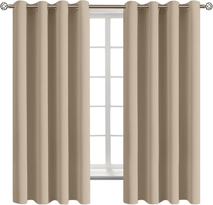BGment Blackout Curtains - Grommet Thermal Insulated Room Darkening Bedroom and Living Room Curtains, Set of 2 Panels (52 x 63 Inch, Sand)