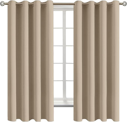 BGment Blackout Curtains - Grommet Thermal Insulated Room Darkening Bedroom and Living Room Curtains, Set of 2 Panels (52 x 63 Inch, Sand)