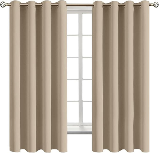 BGment Blackout Curtains - Grommet Thermal Insulated Room Darkening Bedroom and Living Room Curtains, Set of 2 Panels (46 x 63 Inch, Sand)