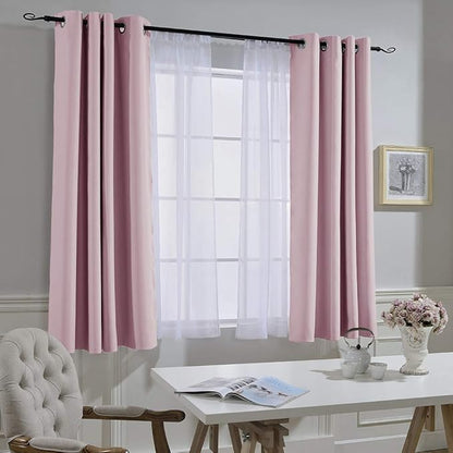 NICETOWN Room Darkening 72 inch Curtains for Kids Room, Grommet Room Darkening Thermal Insulated Solid Window Treatments Sound Reducing for Bedroom, 2 Panels, W37 x L72, Baby Pink
