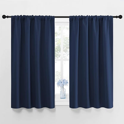 NICETOWN Curtains Blackout Draperies - Home Fashion Thermal Insulated Solid Drape Panels for Kid's Room, Privacy Window Dressing (Navy, 1 Pair, 42 inches x 45-Inch)