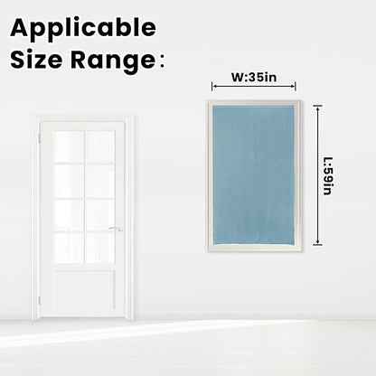 Self Adhesive Curtains, Black Out Shade for Window, Blackout Fabric Temporary Window Coverings Easy to Hang Curtains No Rod Needed, Use for Bedroom, Room, Kitchen, 35"W X 59"L, Lake Blue, 1 Panel