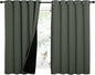 NICETOWN Dark Mallard 100% Blackout Lined Curtains, 2 Thick Layers Completely Blackout Window Treatment Thermal Insulated Drapes for Kitchen/Bedroom (1 Pair, 62" Width x 63" Length Each Panel)