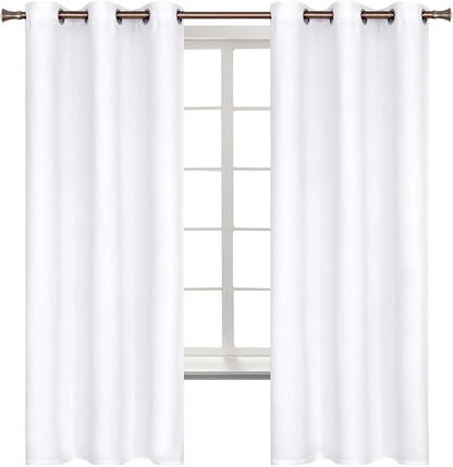 BGment White Curtains 63 Inch Length for Bedroom - Room Darkening Thermal Insulated Grommet Drapes Window Treatment, Set of 2 Panels, 42 x 63 Inch, Pure White