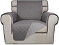 PureFit Reversible Quilted Sofa Cover, Water Resistant Slipcover Furniture Protector, Washable Couch Cover with Non Slip Foam and Elastic Straps for Kids, Dogs, Pets (Chair, Gray/Light Gray) Small