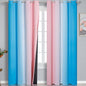 Pink and Blue Blackout Curtains 84 Inches Long,Ombre and Wave Line Pattern Grommet Thermal Insulated Gradient Blackout Curtains for Bedroom,Full Light Blocking Drapes for Kid Room,52x84 Inch,2 Panels