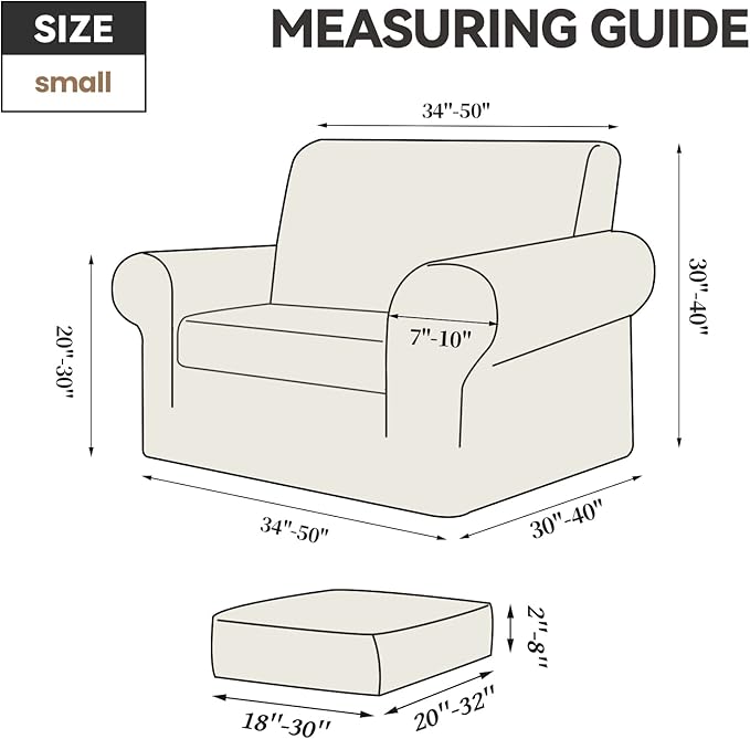 WEERRW Velvet Stretch Chair Sofa Slipcover - 2 Pieces Luxury Soft Velvet Plush Couch Cover Furniture Protector with Elastic Bottom for Pets, Machine Washable, Chocolate, Small