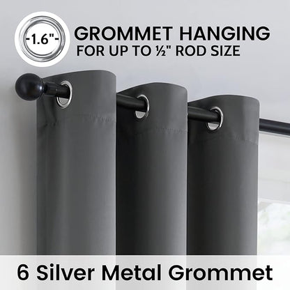 SimpleHome 100% Blackout Curtains for Bedroom,Thermal Insulated Grommet Window Drapes Room Darkening Grey Curtains for Living Room with Black Back,42 x 63 Inch,2 Panels